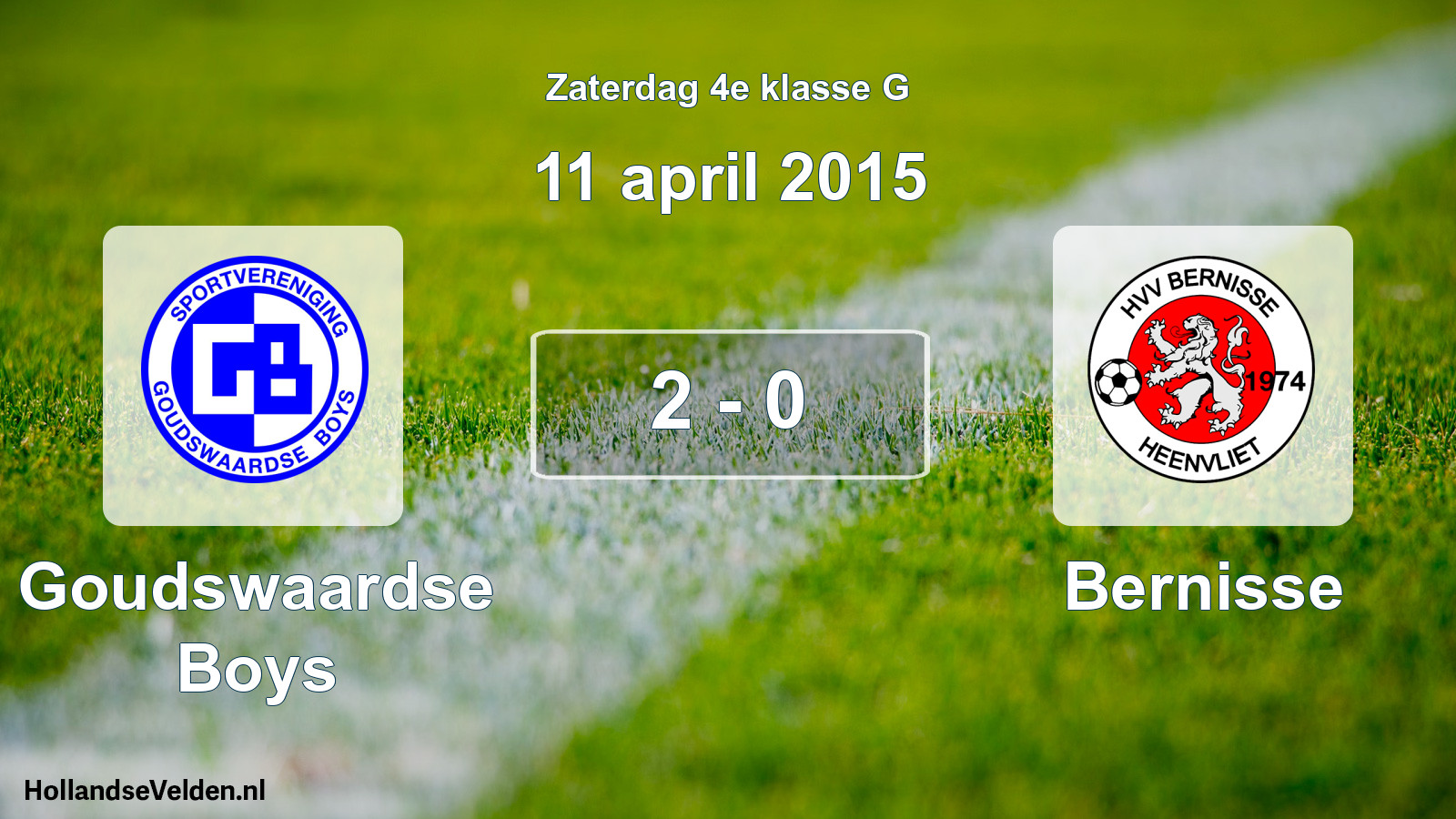 Total number of matches played: Goudswaardse Boys - Bernisse 2 - 0 (11 April 2015)