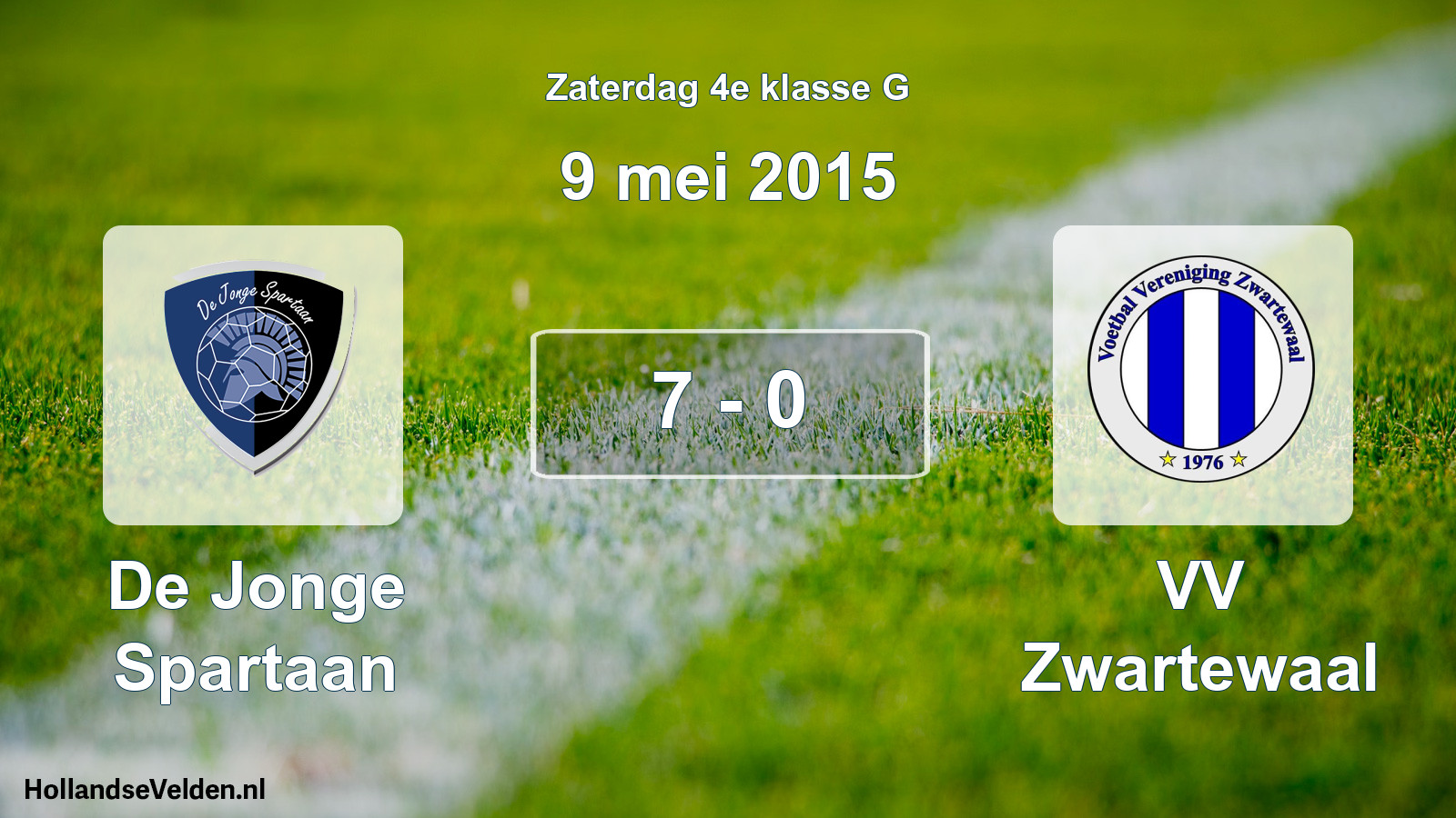 Total number of matches played: De Jonge Spartaan - VV Zwartewaal 7 - 0 (9 May 2015)