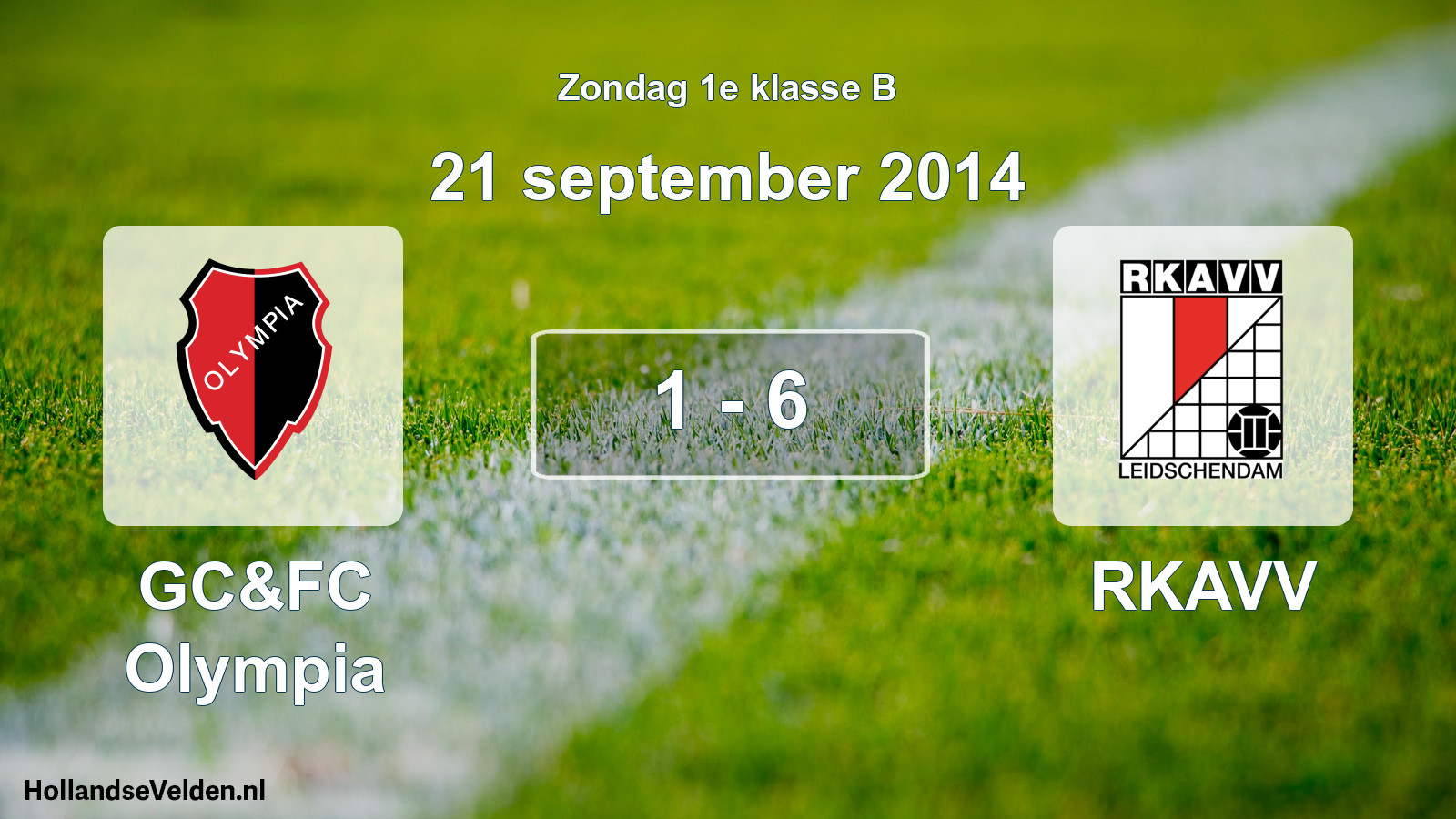 Total number of matches played: GC&FC Olympia - RKAVV 1 - 6 (21 September 2014)