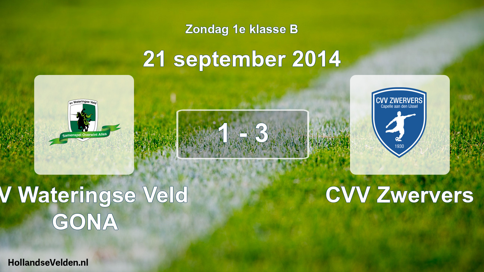 Total number of matches played: SV Wateringse Veld GONA - CVV Zwervers 1 - 3 (21 September 2014)