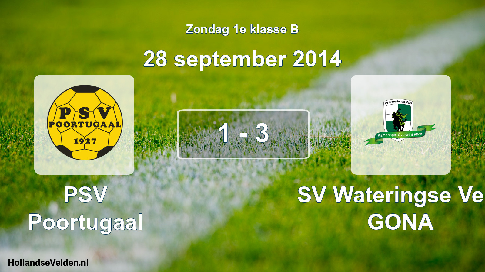 Total number of matches played: PSV Poortugaal - SV Wateringse Veld GONA 1 - 3 (28 September 2014)