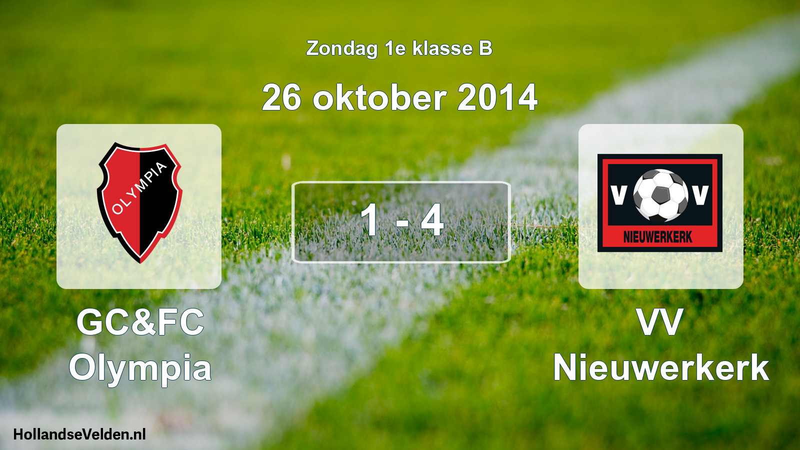 Total number of matches played: GC&FC Olympia - VV Nieuwerkerk 1 - 4 (26 October 2014)