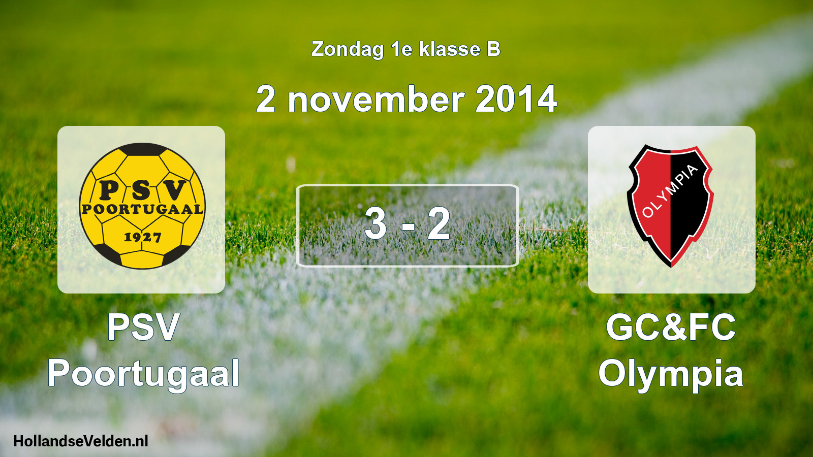 Total number of matches played: PSV Poortugaal - GC&FC Olympia 3 - 2 (2 November 2014)