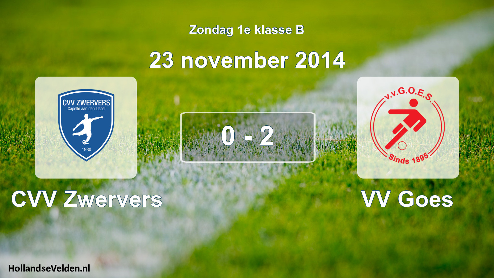 Total number of matches played: CVV Zwervers - VV Goes 0 - 2 (23 November 2014)