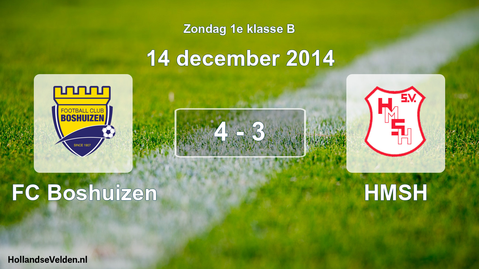 Total number of matches played: FC Boshuizen - HMSH 4 - 3 (14 December 2014)