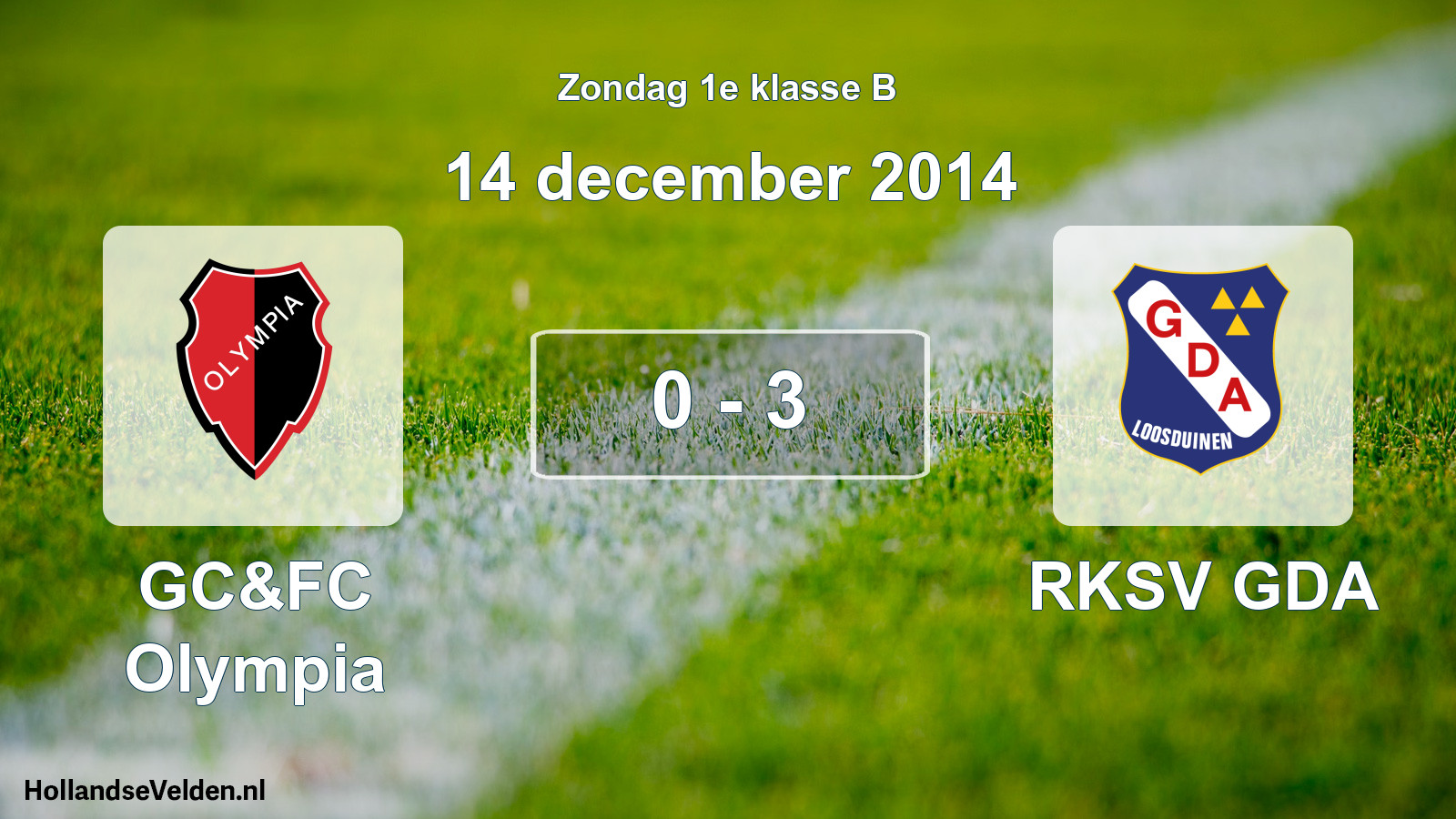 Total number of matches played: GC&FC Olympia - RKSV GDA 0 - 3 (14 December 2014)