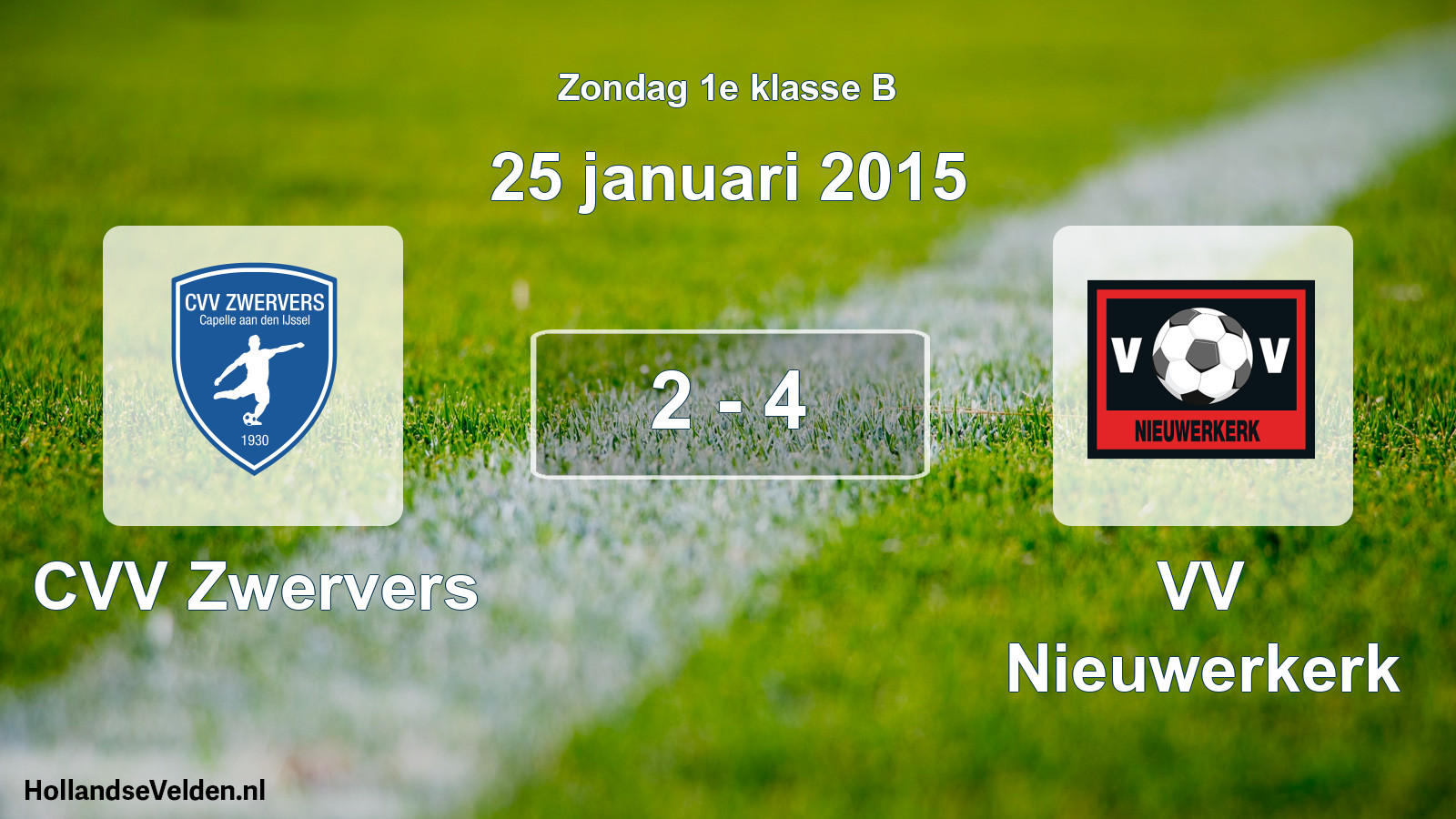 Total number of matches played: CVV Zwervers - VV Nieuwerkerk 2 - 4 (25 January 2015)