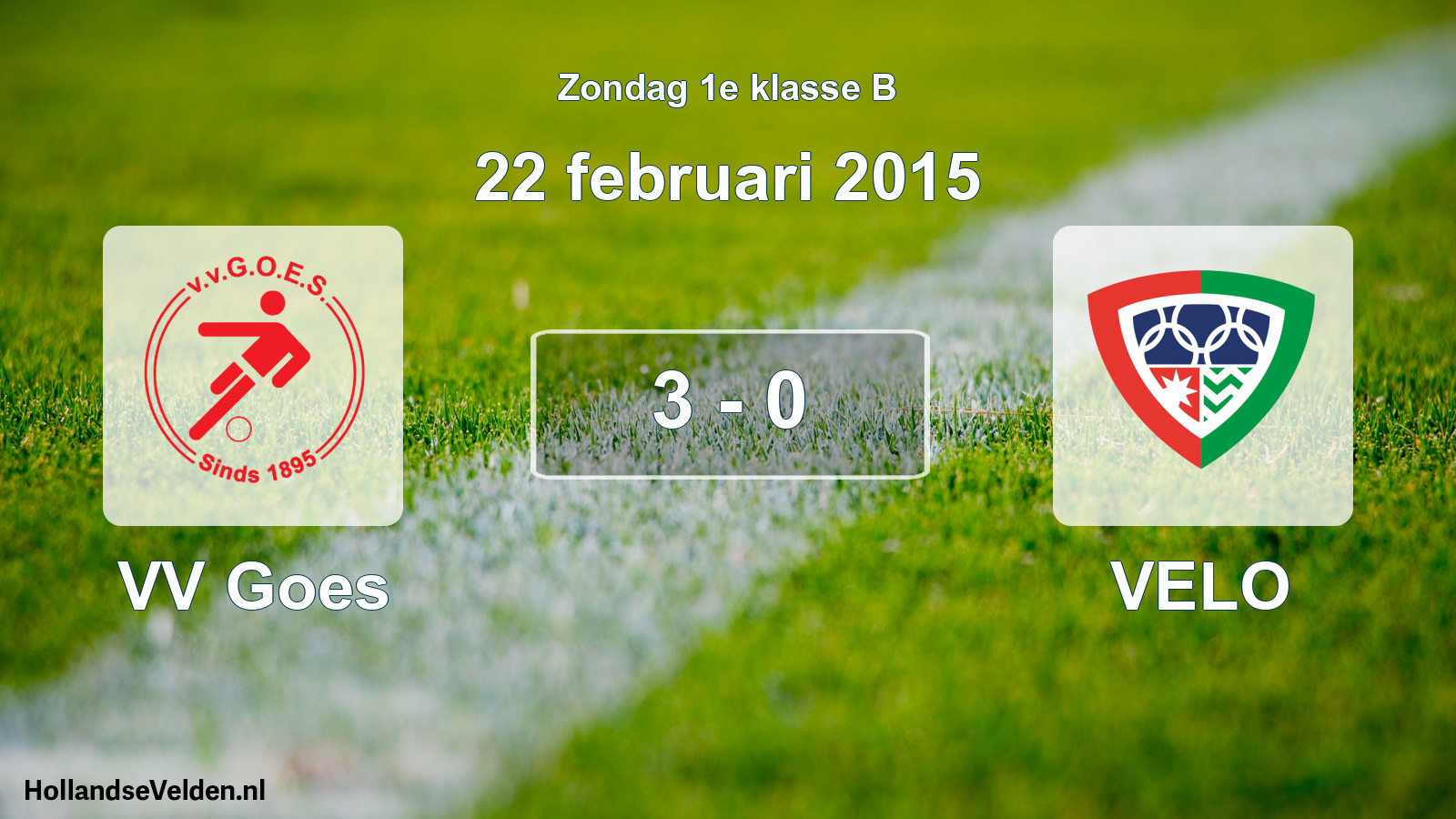 Total number of matches played: VV Goes - VELO 3 - 0 (22 February 2015)