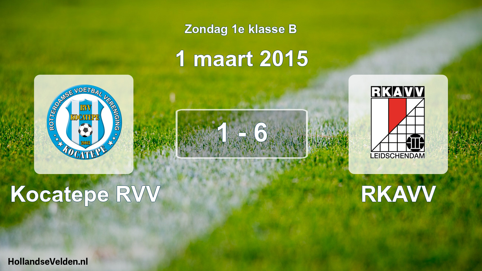Total number of matches played: Kocatepe RVV - RKAVV 1 - 6 (1 March 2015)