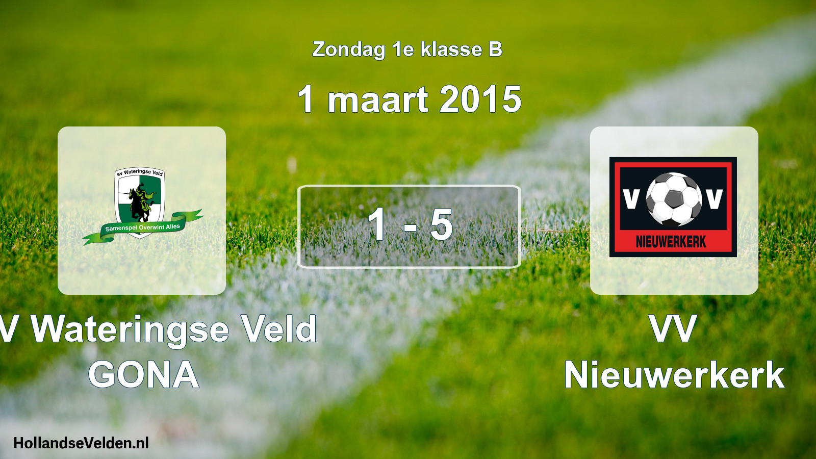 Total number of matches played: SV Wateringse Veld GONA - VV Nieuwerkerk 1 - 5 (1 March 2015)