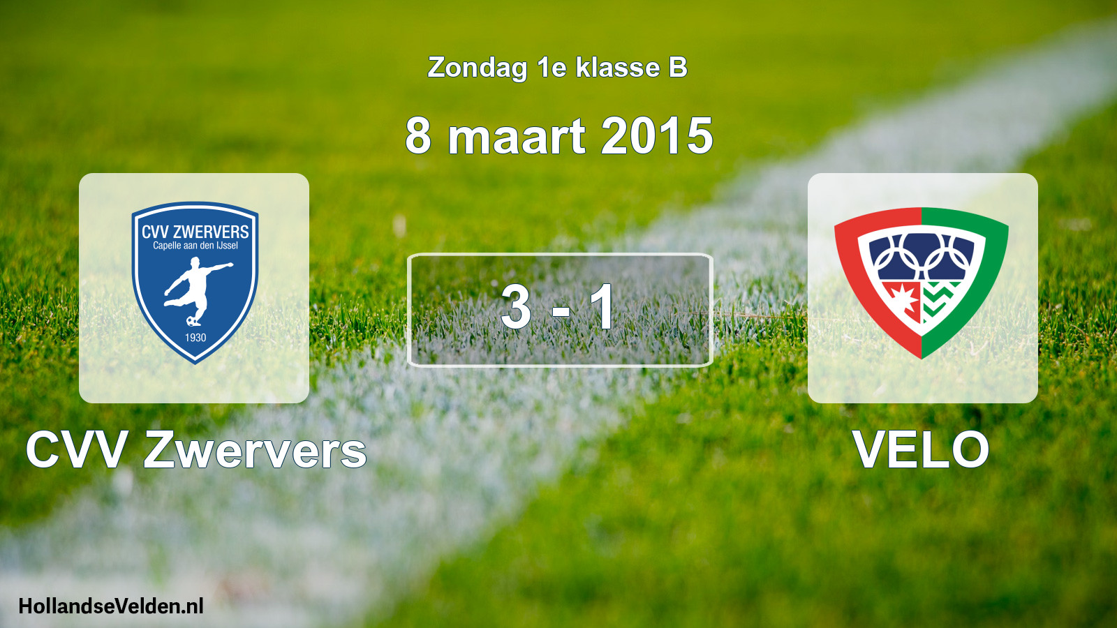 Total number of matches played: CVV Zwervers - VELO 3 - 1 (8 March 2015)