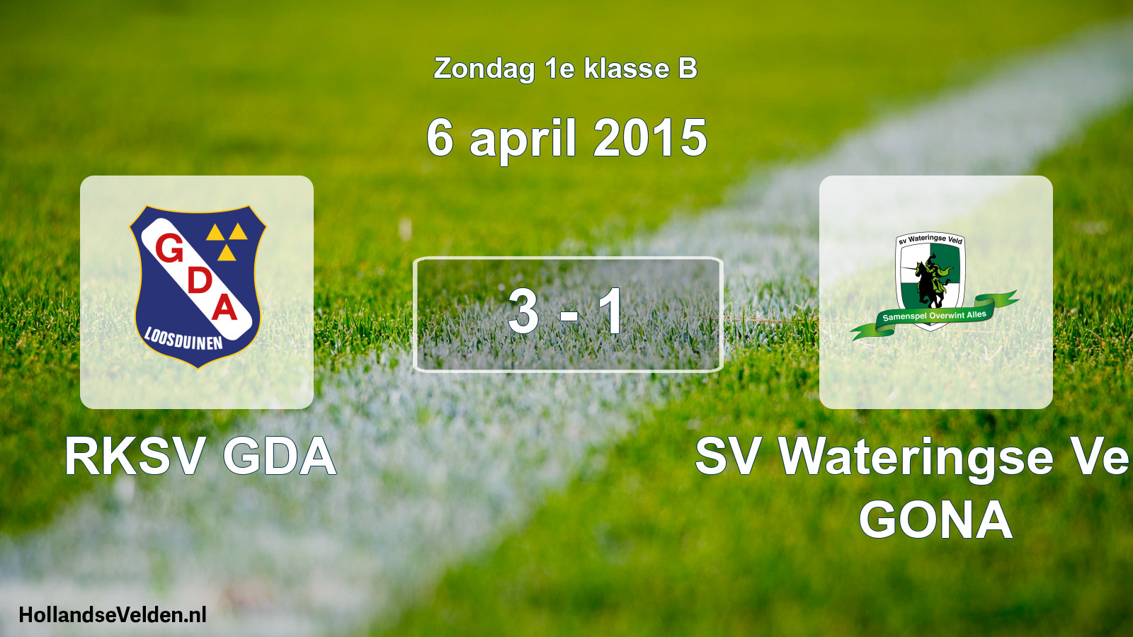 Total number of matches played: RKSV GDA - SV Wateringse Veld GONA 3 - 1 (6 April 2015)