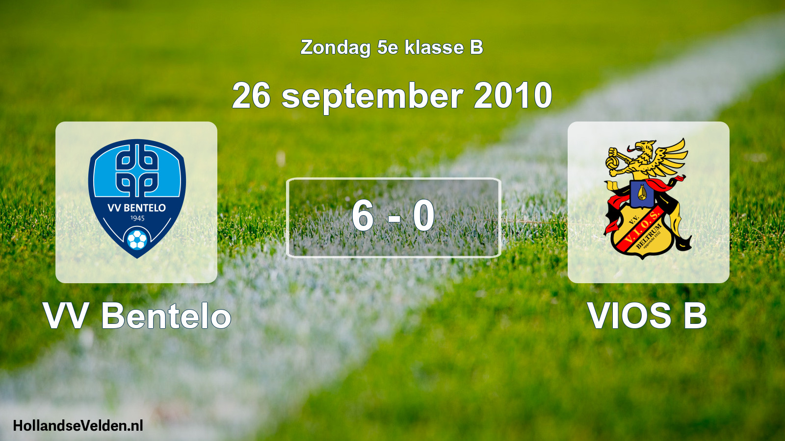 Total number of matches played: VV Bentelo - VIOS B 6 - 0 (26 September 2010)