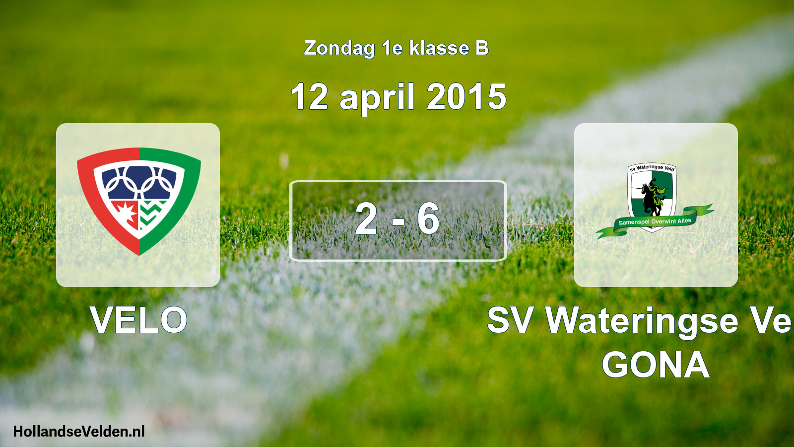 Total number of matches played: VELO - SV Wateringse Veld GONA 2 - 6 (12 April 2015)