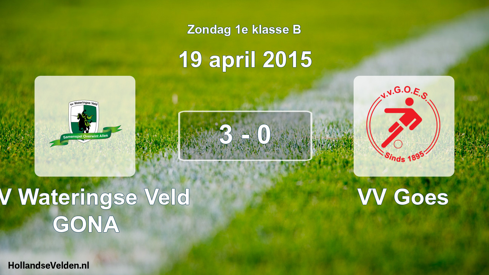 Total number of matches played: SV Wateringse Veld GONA - VV Goes 3 - 0 (19 April 2015)