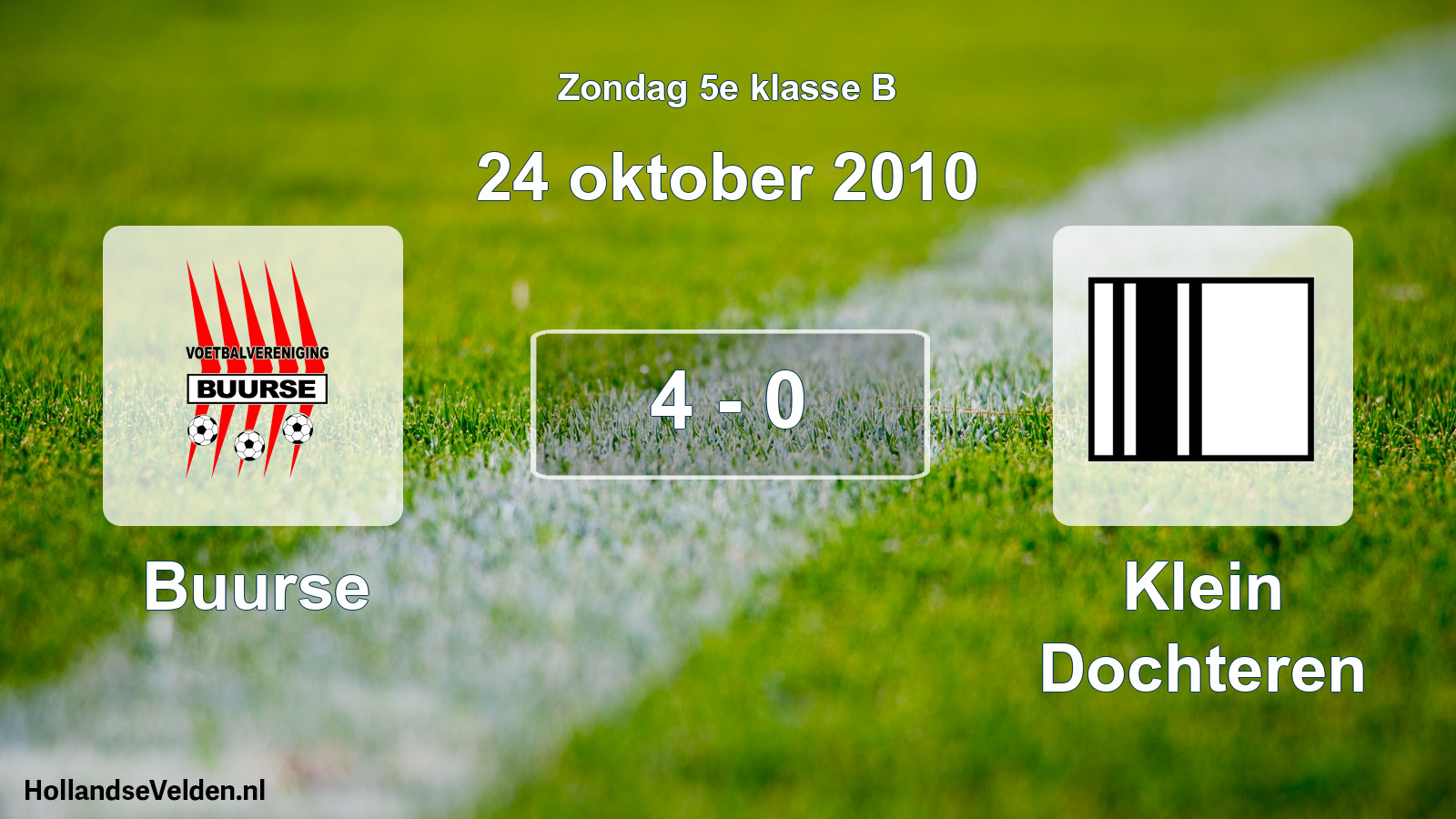 Total number of matches played: Buurse - Klein Dochteren 4 - 0 (24 October 2010)