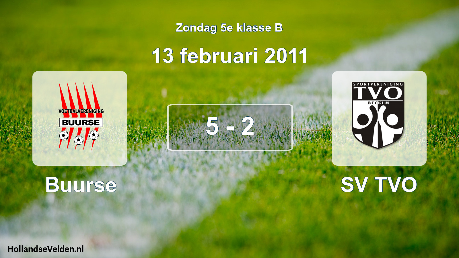 Total number of matches played: Buurse - SV TVO 5 - 2 (13 February 2011)