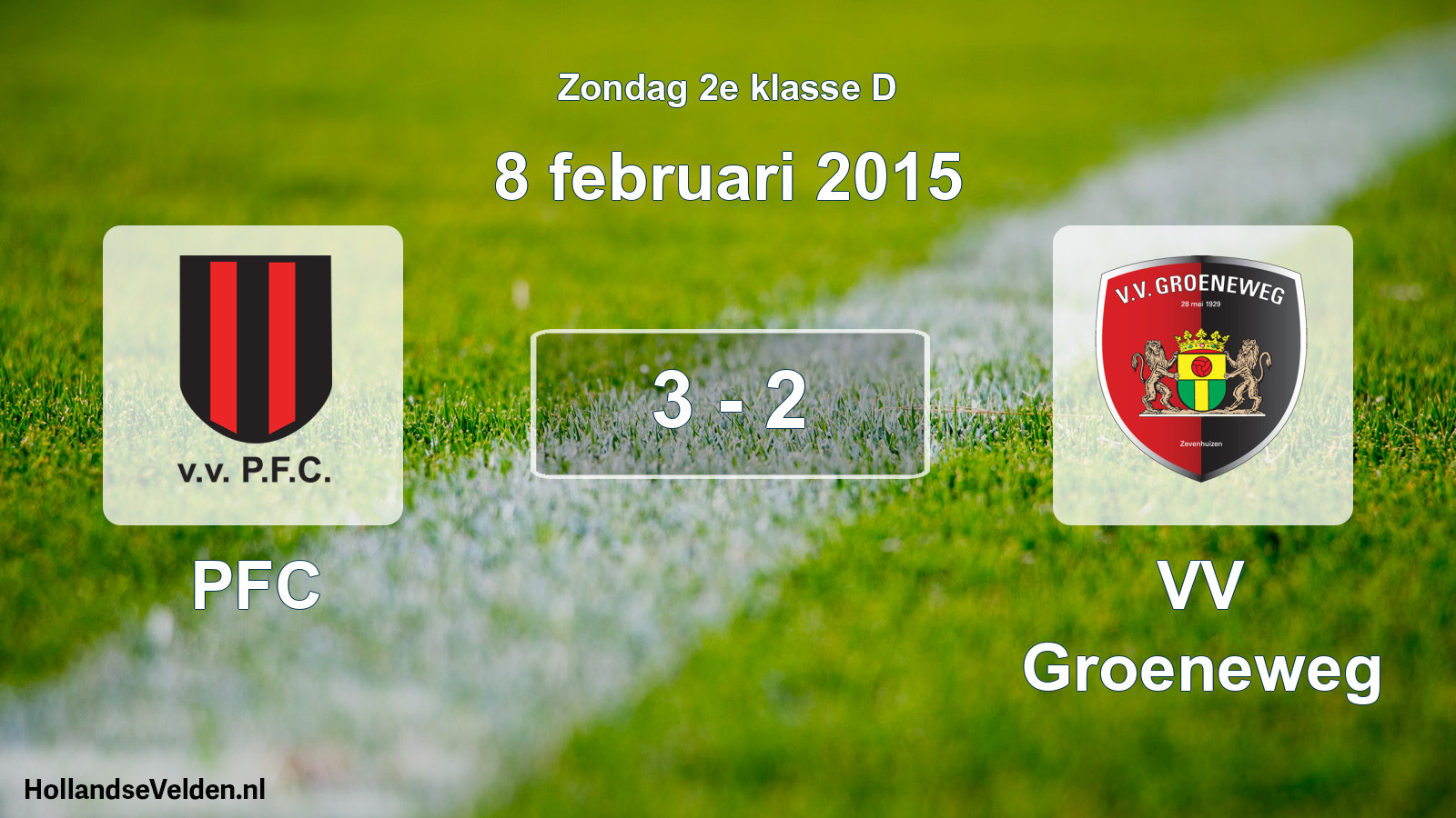 Total number of matches played: PFC - VV Groeneweg 3 - 2 (8 February 2015)