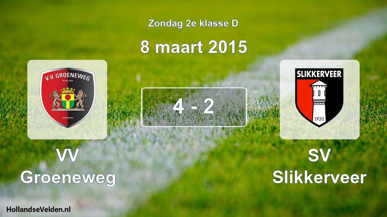 Total number of matches played: VV Groeneweg - SV Slikkerveer 4 - 2 (8 March 2015)