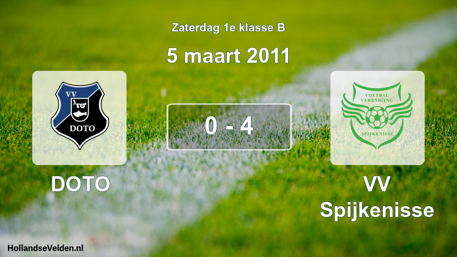 Total number of matches played: DOTO - VV Spijkenisse 0 - 4 (5 March 2011)