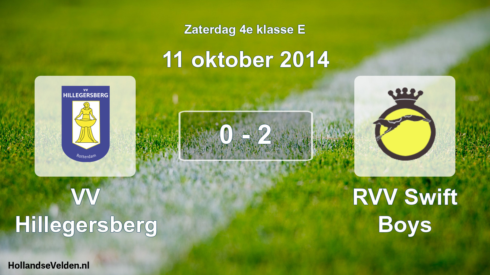 Total number of matches played: VV Hillegersberg - RVV Swift Boys 0 - 2 (11 October 2014)