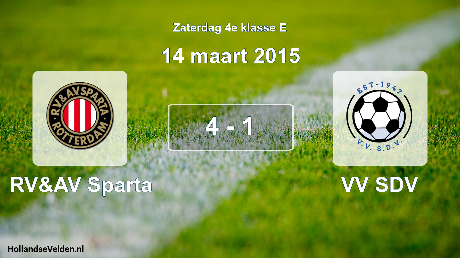 Total number of matches played: RV&AV Sparta - VV SDV 4 - 1 (14 March 2015)