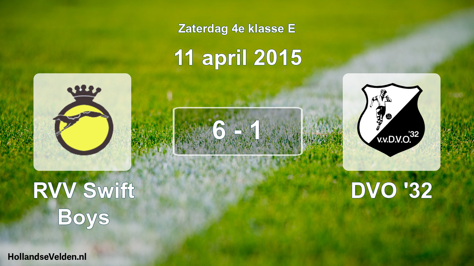 Total number of matches played: RVV Swift Boys - DVO '32 6 - 1 (11 April 2015)