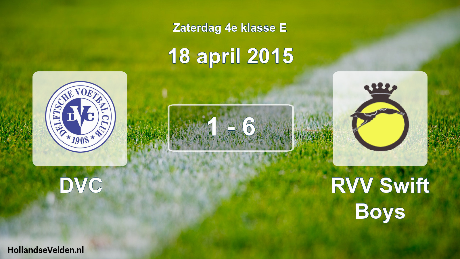 Total number of matches played: DVC - RVV Swift Boys 1 - 6 (18 April 2015)