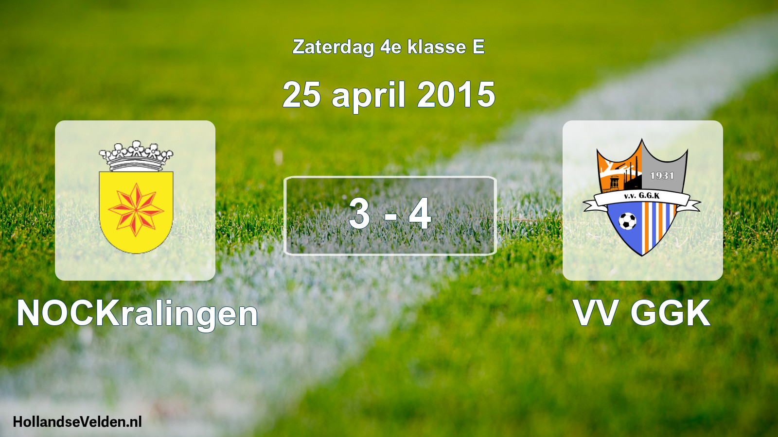 Total number of matches played: NOCKralingen - VV GGK 3 - 4 (25 April 2015)