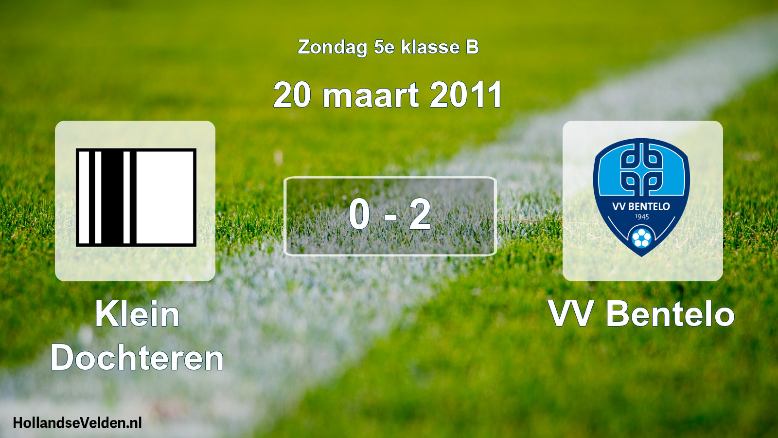 Total number of matches played: Klein Dochteren - VV Bentelo 0 - 2 (20 March 2011)