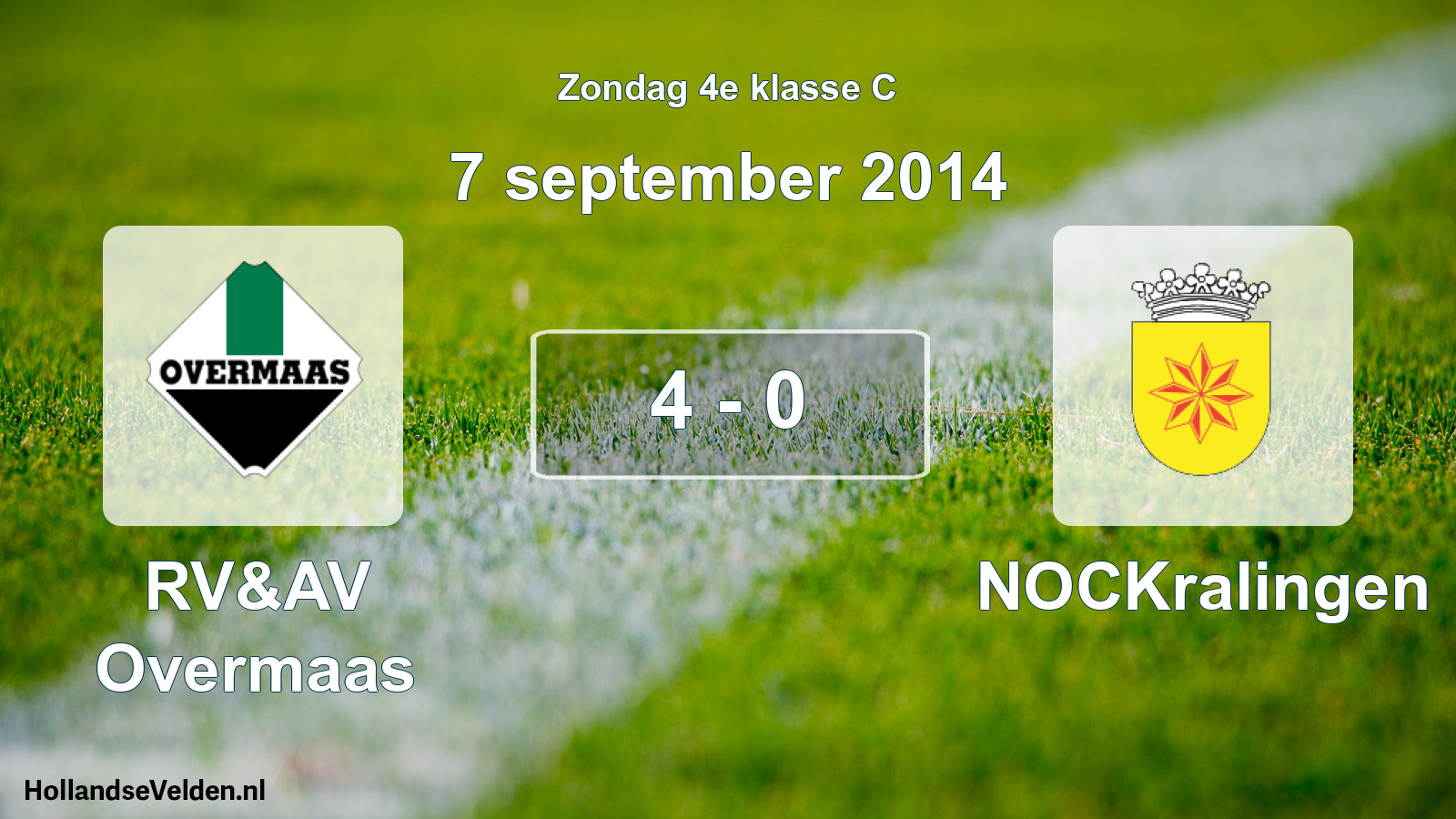 Total number of matches played: RV&AV Overmaas - NOCKralingen 4 - 0 (7 September 2014)