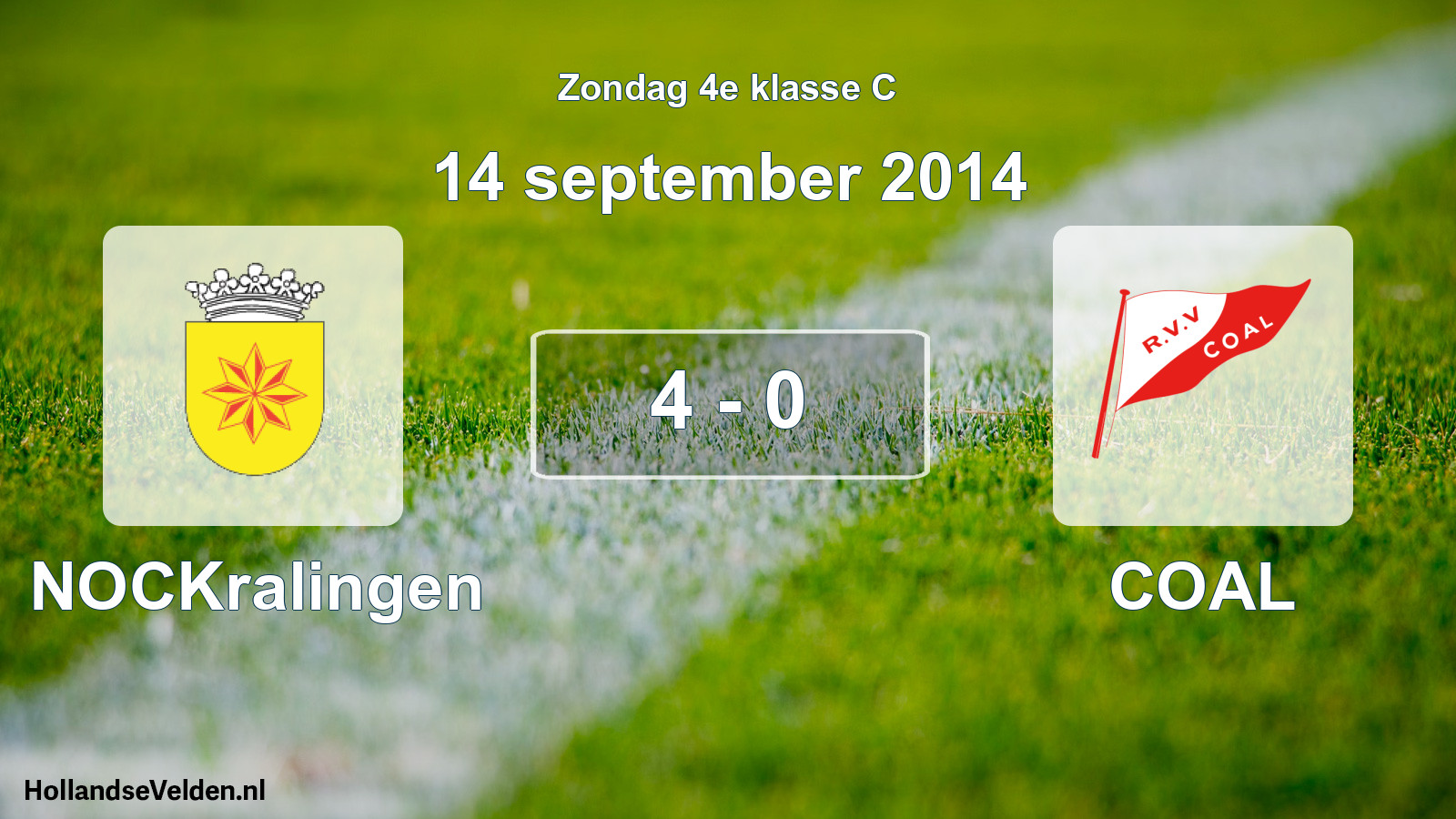 Total number of matches played: NOCKralingen - COAL 4 - 0 (14 September 2014)
