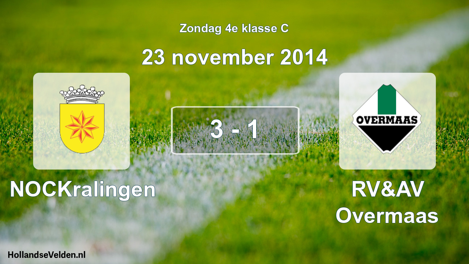 Total number of matches played: NOCKralingen - RV&AV Overmaas 3 - 1 (23 November 2014)