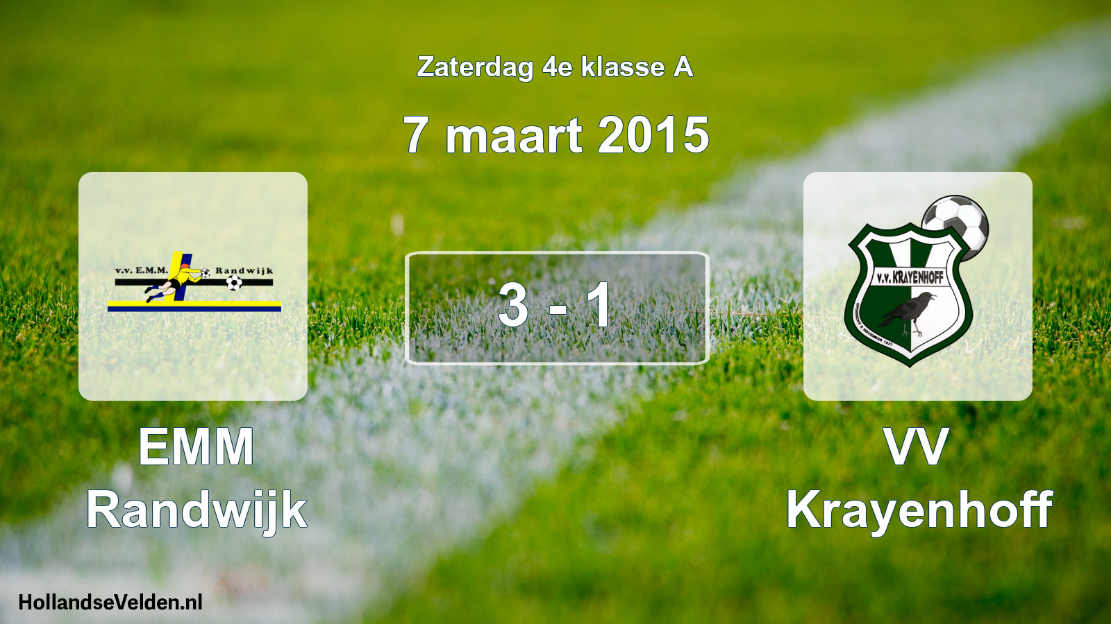 Total number of matches played: EMM Randwijk - VV Krayenhoff 3 - 1 (7 March 2015)