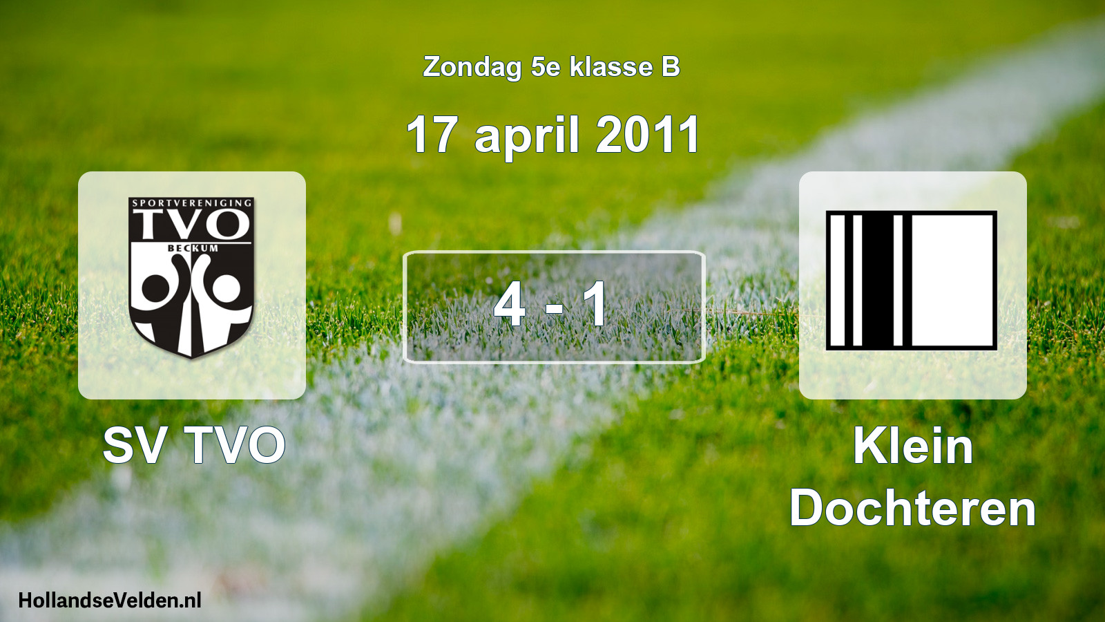 Total number of matches played: SV TVO - Klein Dochteren 4 - 1 (17 April 2011)