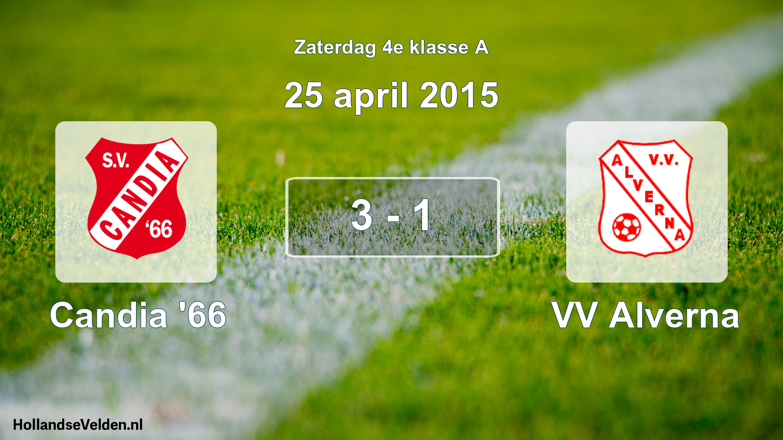 Total number of matches played: Candia '66 - VV Alverna 3 - 1 (25 April 2015)