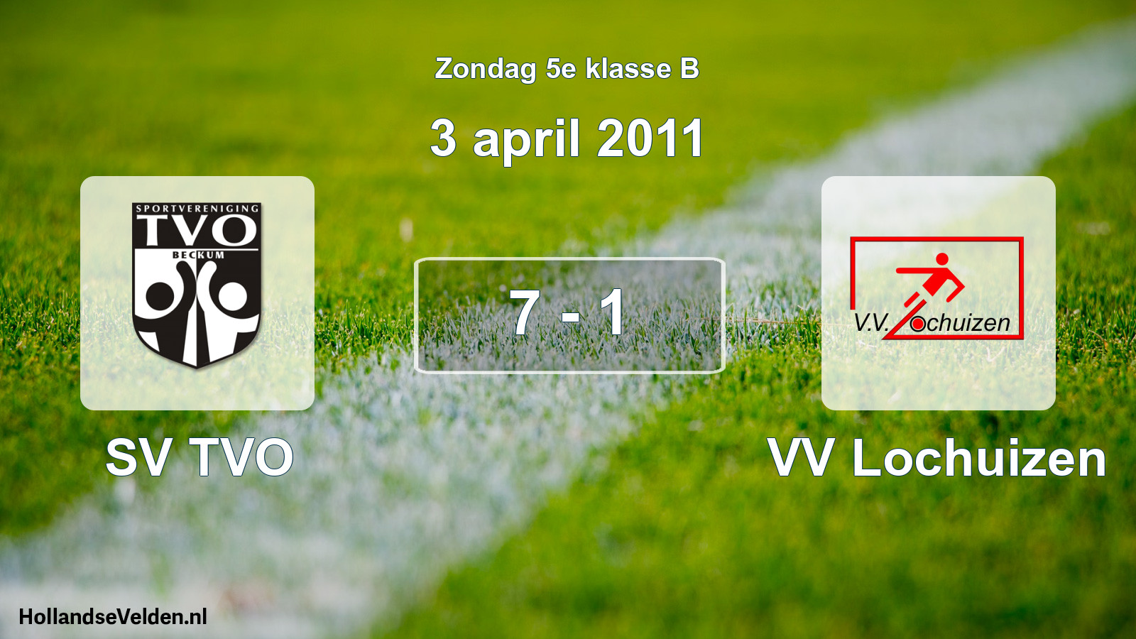 Total number of matches played: SV TVO - VV Lochuizen 7 - 1 (3 April 2011)