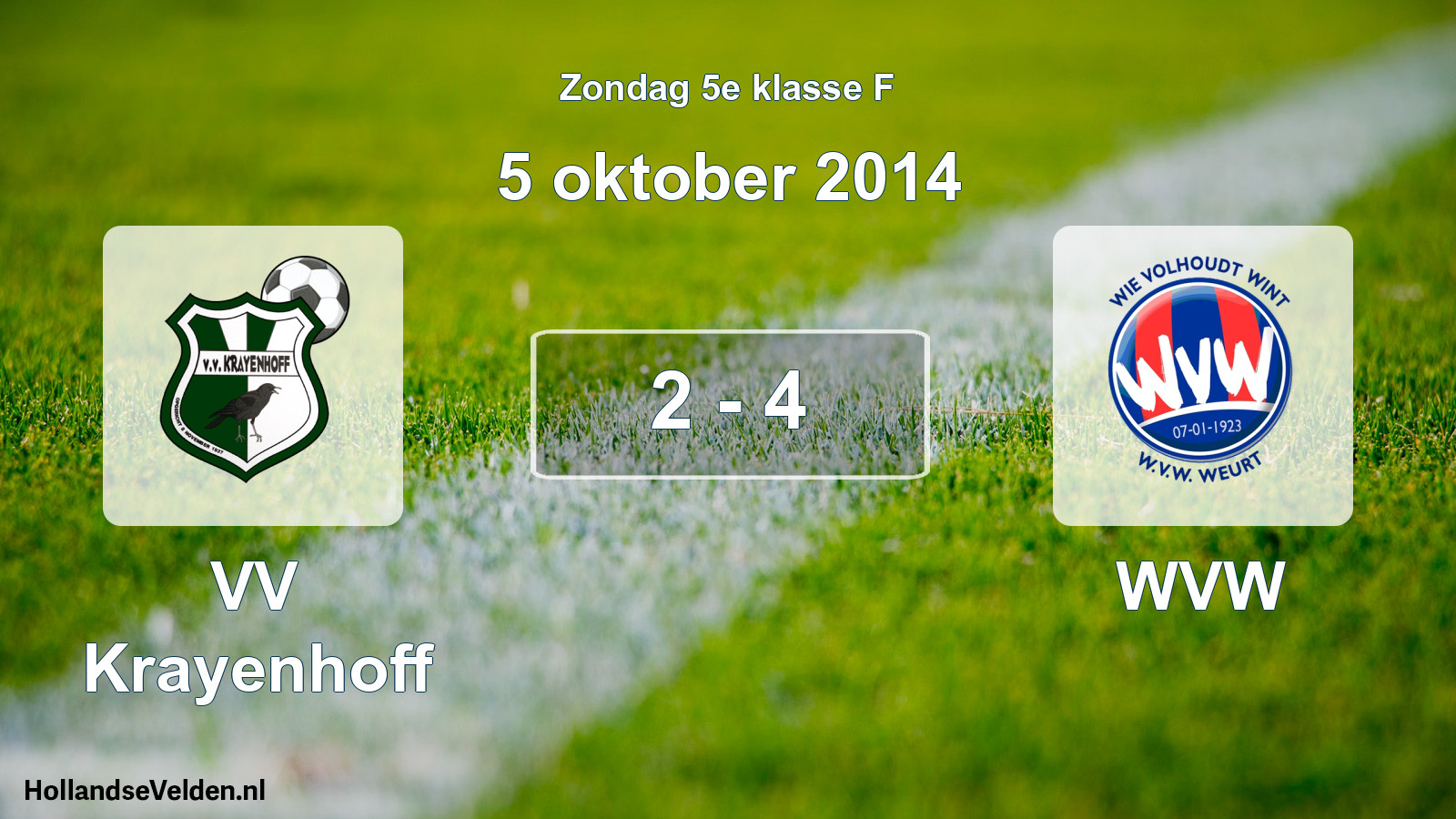 Total number of matches played: VV Krayenhoff - WVW 2 - 4 (5 October 2014)