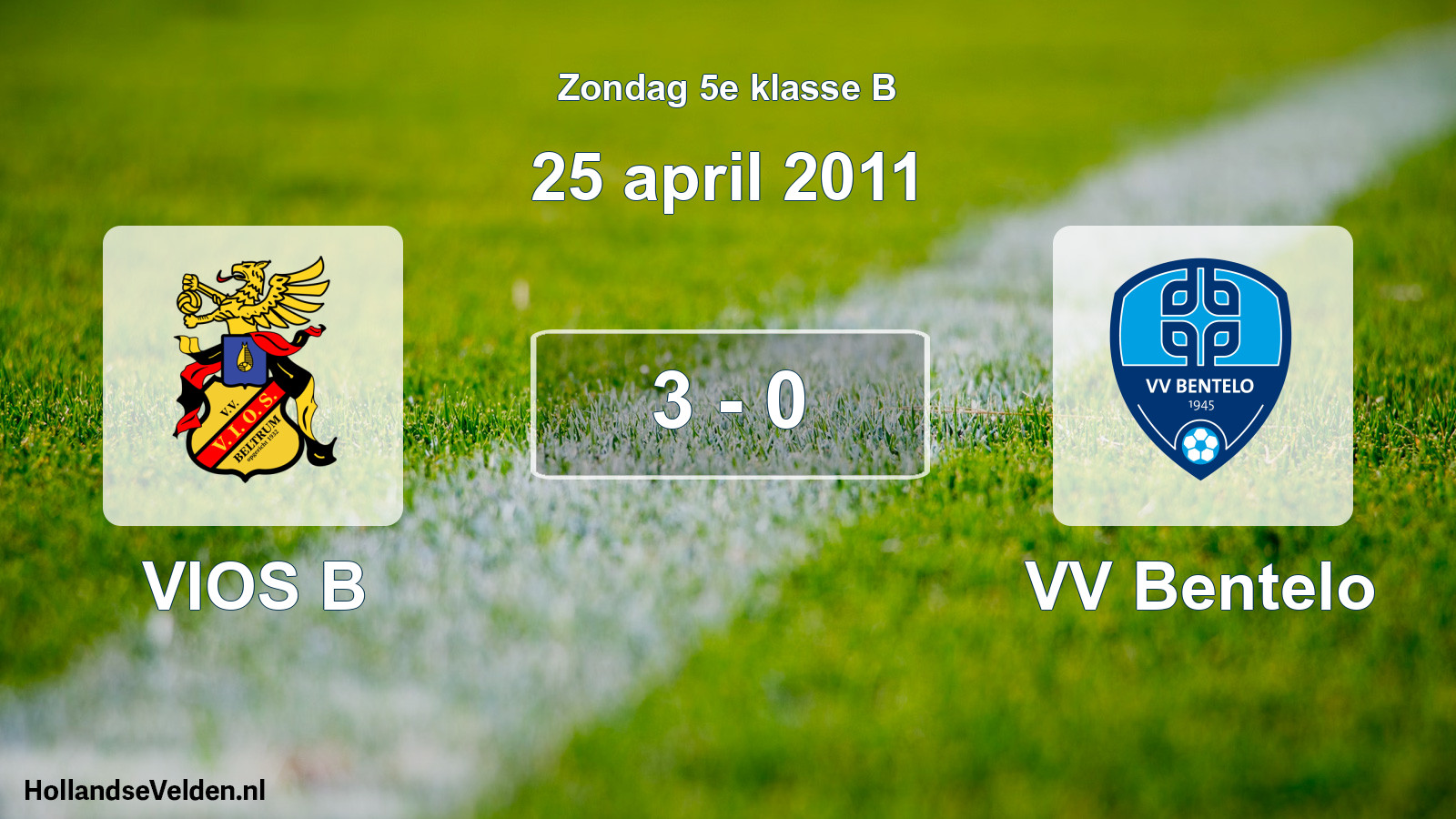 Total number of matches played: VIOS B - VV Bentelo 3 - 0 (25 April 2011)