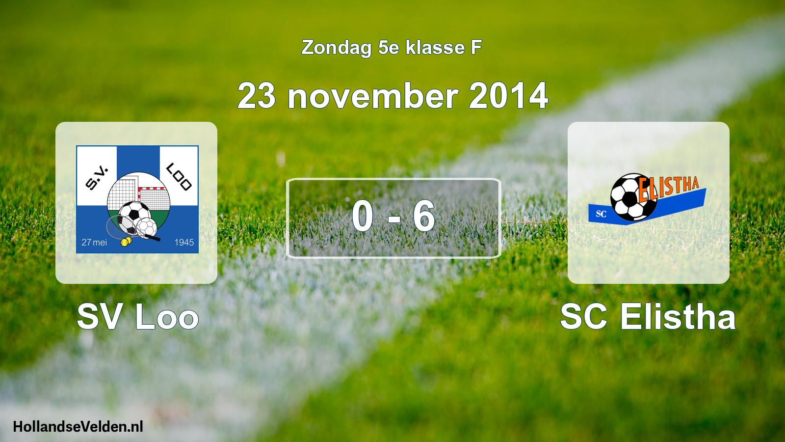 Total number of matches played: SV Loo - SC Elistha 0 - 6 (23 November 2014)