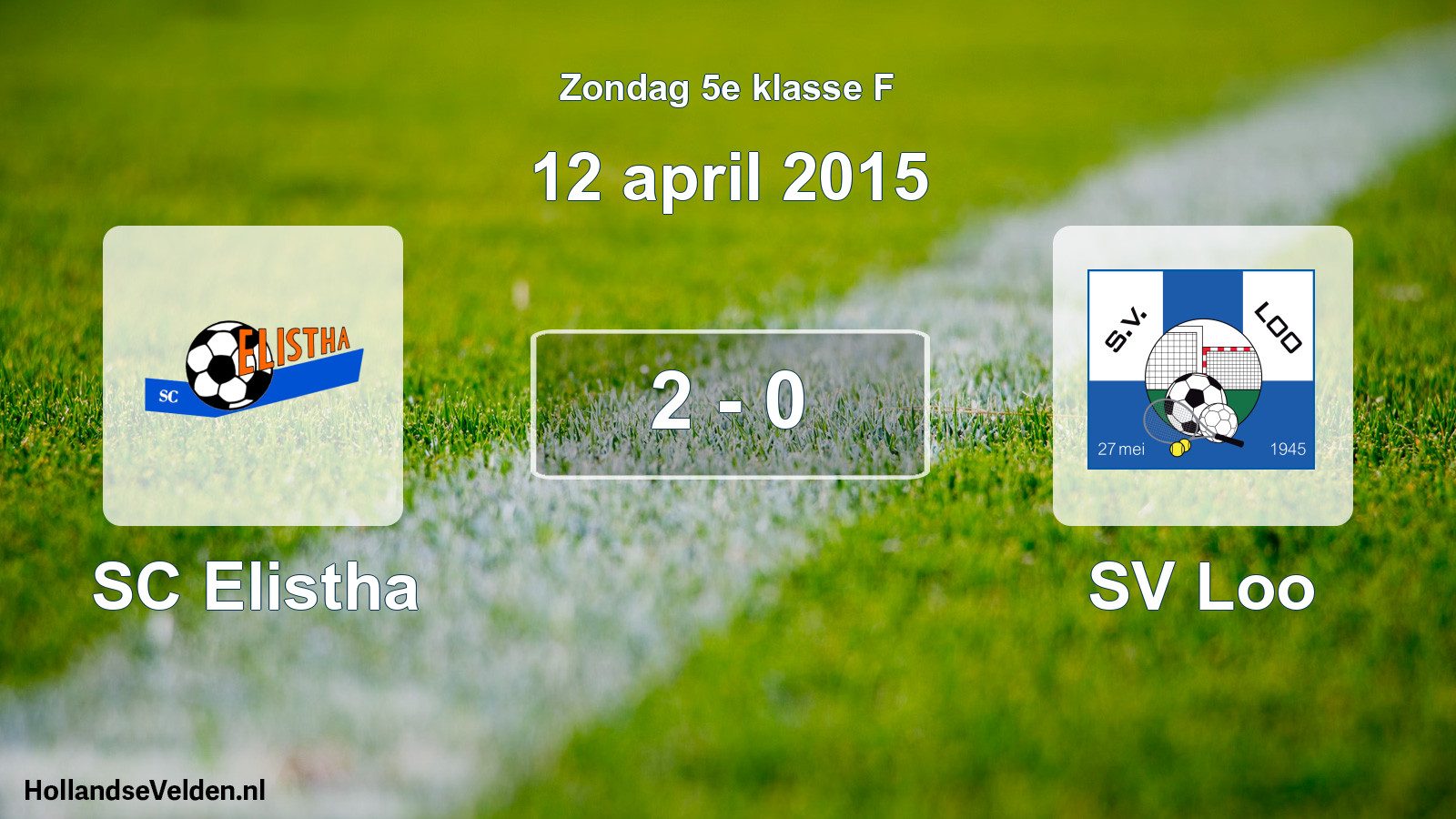 Total number of matches played: SC Elistha - SV Loo 2 - 0 (12 April 2015)