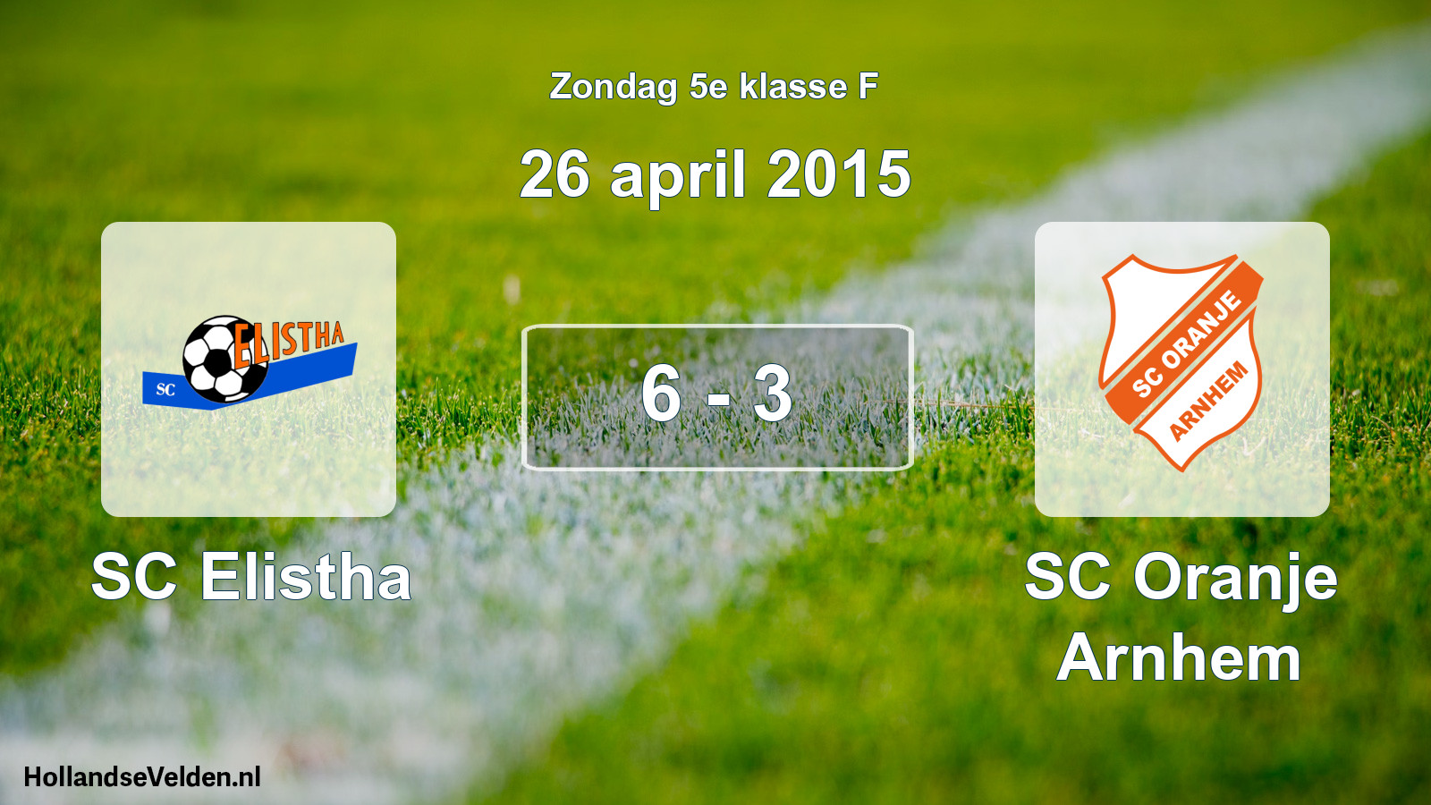 Total number of matches played: SC Elistha - SC Oranje Arnhem 6 - 3 (26 April 2015)