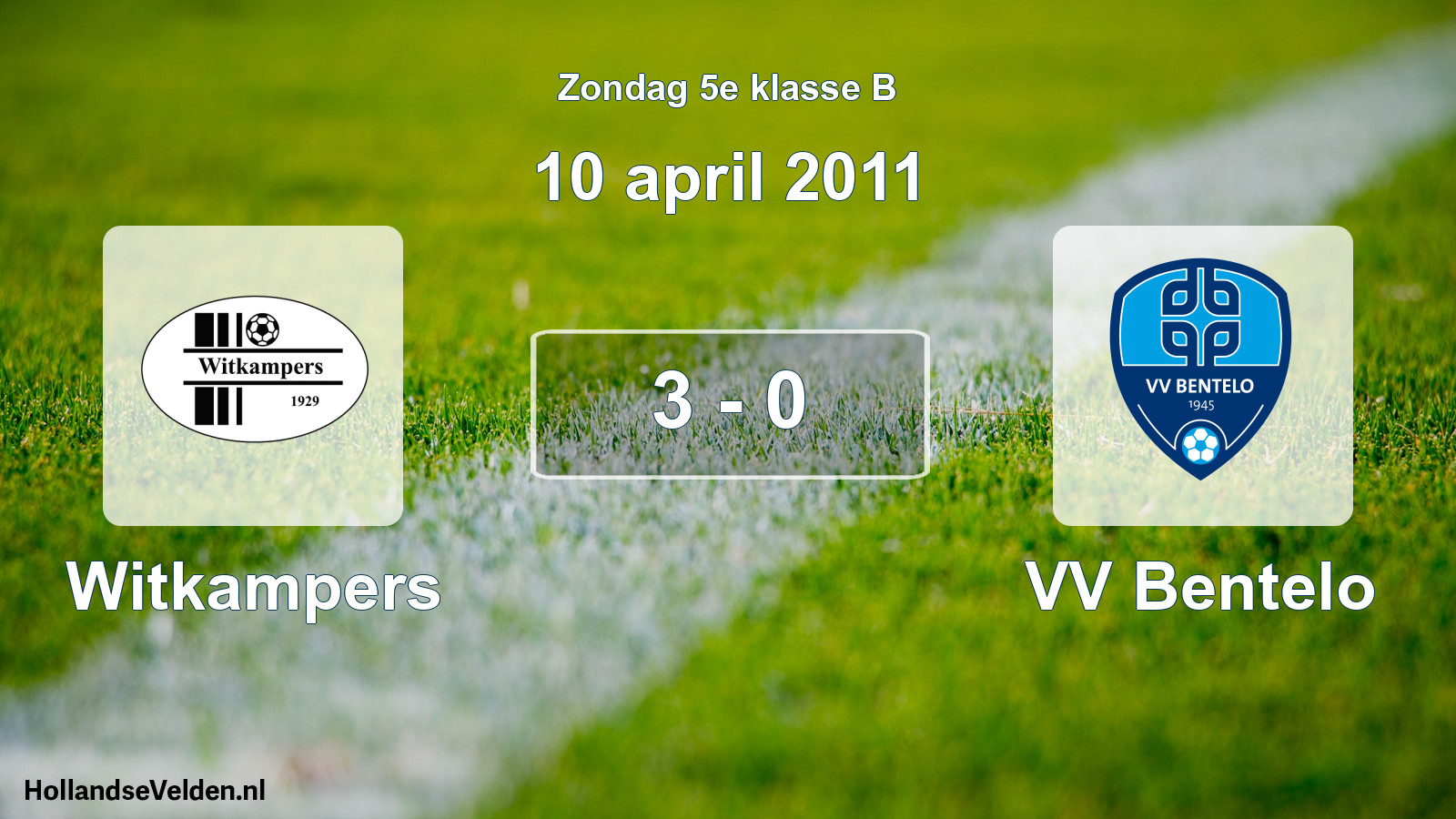 Total number of matches played: Witkampers - VV Bentelo 3 - 0 (10 April 2011)