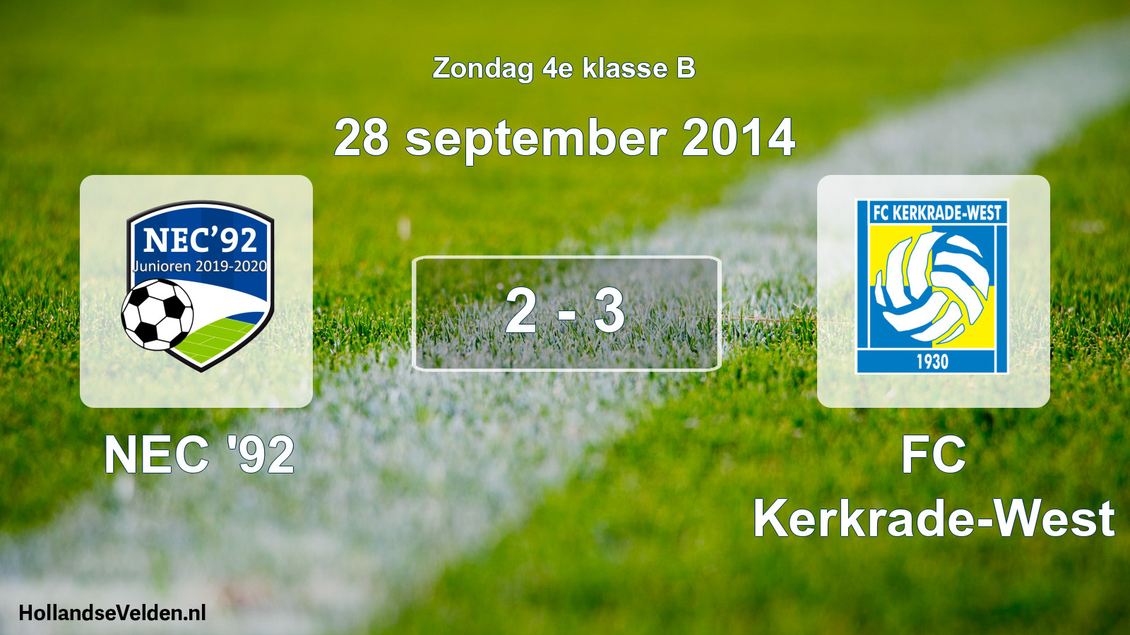 Total number of matches played: NEC '92 - FC Kerkrade-West 2 - 3 (28 September 2014)