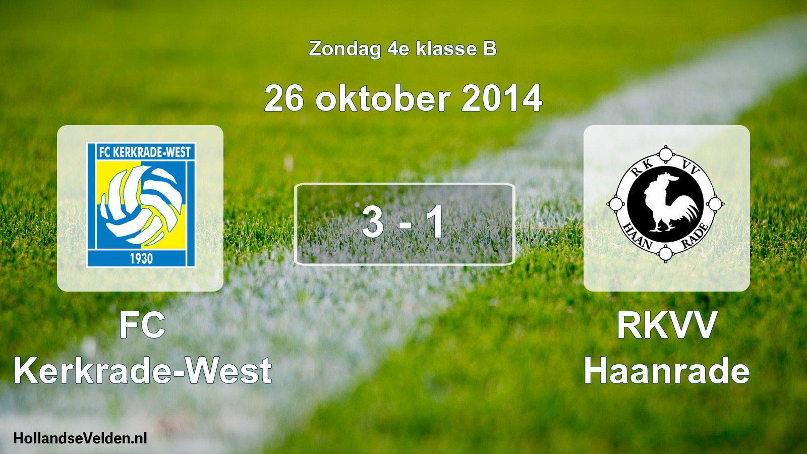 Total number of matches played: FC Kerkrade-West - RKVV Haanrade 3 - 1 (26 October 2014)