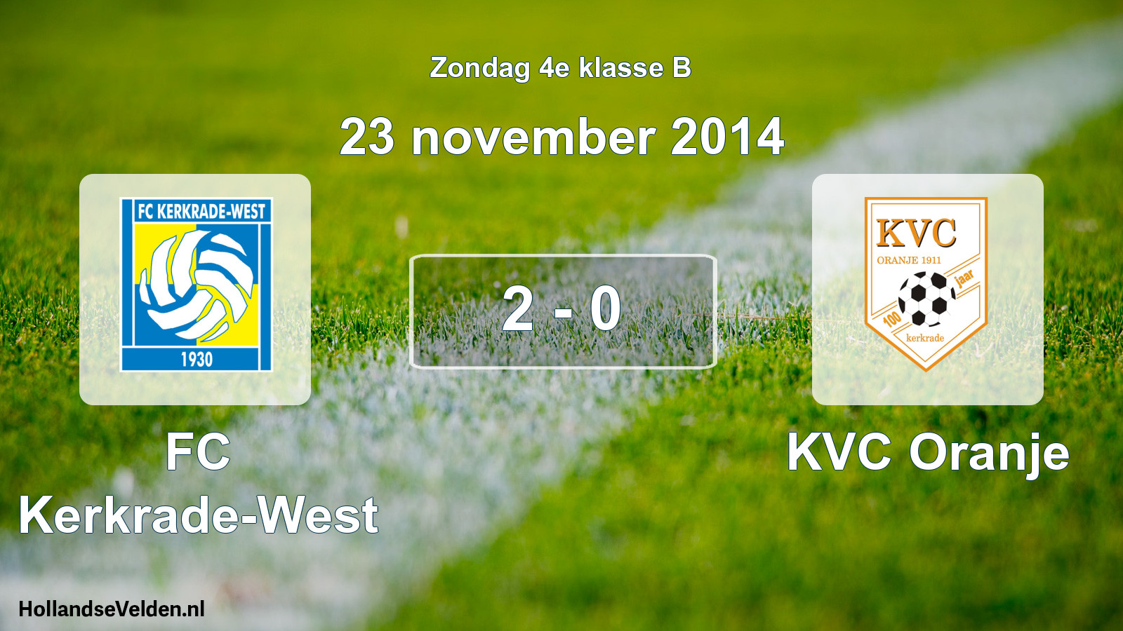 Total number of matches played: FC Kerkrade-West - KVC Oranje 2 - 0 (23 November 2014)