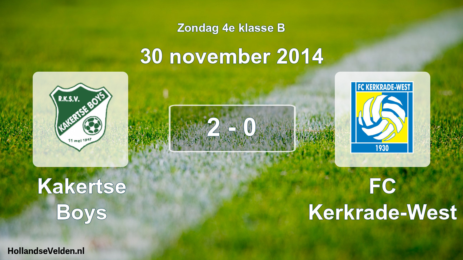Total number of matches played: Kakertse Boys - FC Kerkrade-West 2 - 0 (30 November 2014)