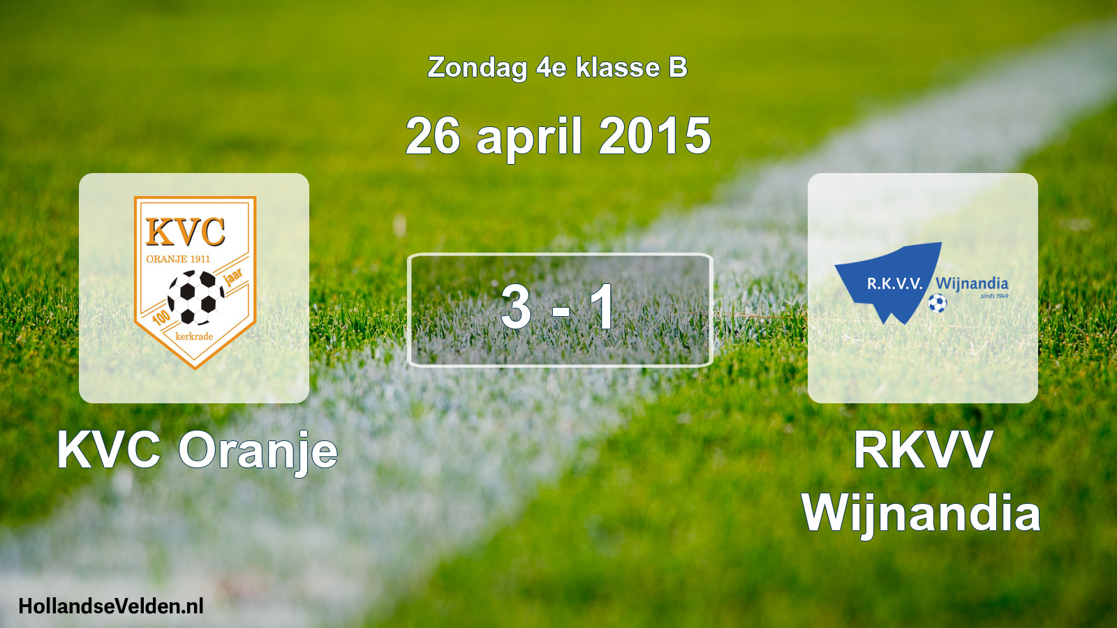 Total number of matches played: KVC Oranje - RKVV Wijnandia 3 - 1 (26 April 2015)