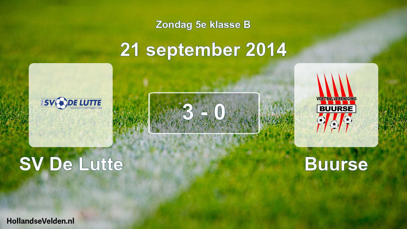 Total number of matches played: SV De Lutte - Buurse 3 - 0 (21 September 2014)