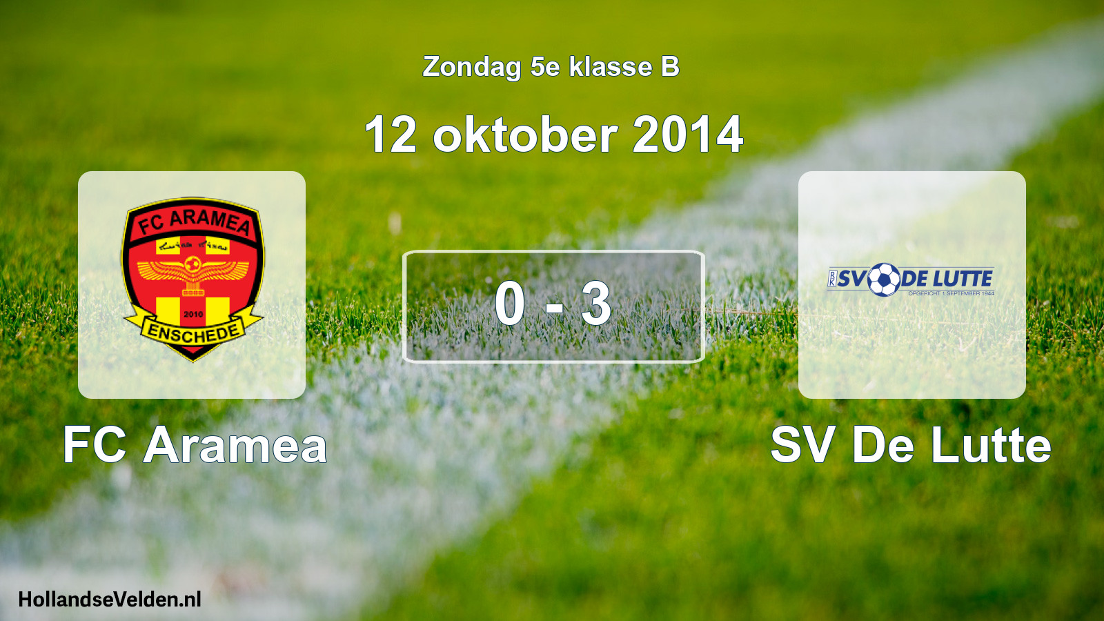 Total number of matches played: FC Aramea - SV De Lutte 0 - 3 (12 October 2014)